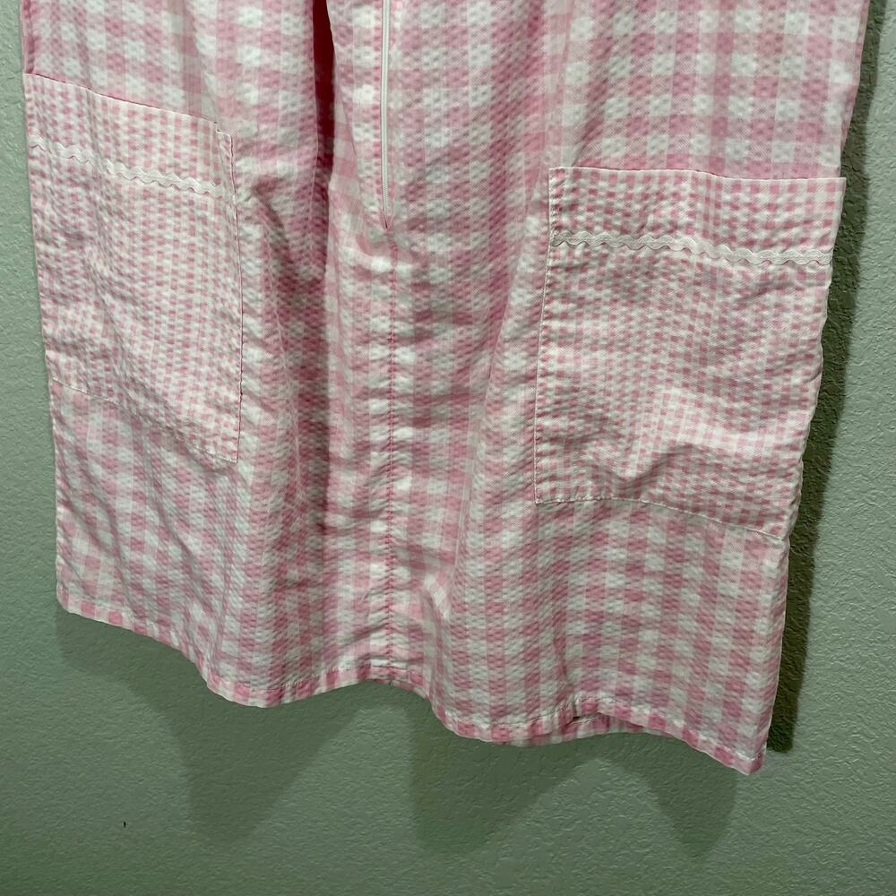 Vintage 1980s Blair Pink & White Gingham Sleeveless House Dress Womens Large - Picture 8 of 10